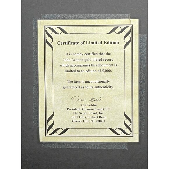 1995 JOHN LENNON PLASTIC ONO BAND GIVE PEACE A CHANCE 24K GOLD LTD ED 1599/5000 - Picture 11 of 11